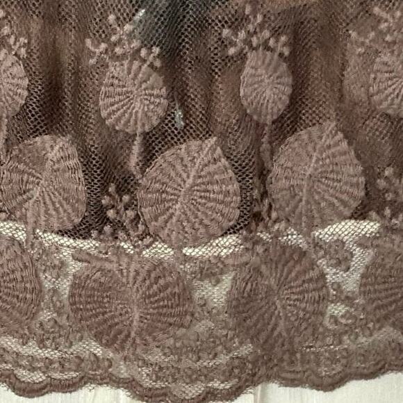 Ryu Collection Blouse Cream & Brown Lace Off the Shoulder Top Women’s Sz L NWT - Picture 7 of 11